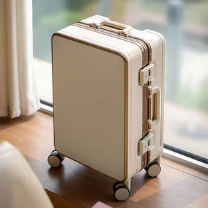 custom logo New Neoprene Trolley Suitcase 20-inch Frame Sturdy Durable Flat Style 24 Large Capacity Double Closed Inner Cup Holder