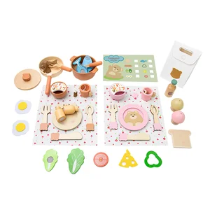 Premium Kids Wooden Pretend Play Kitchen Set with Realistic Pots Pans and Utensils for Educational Role Playing Games