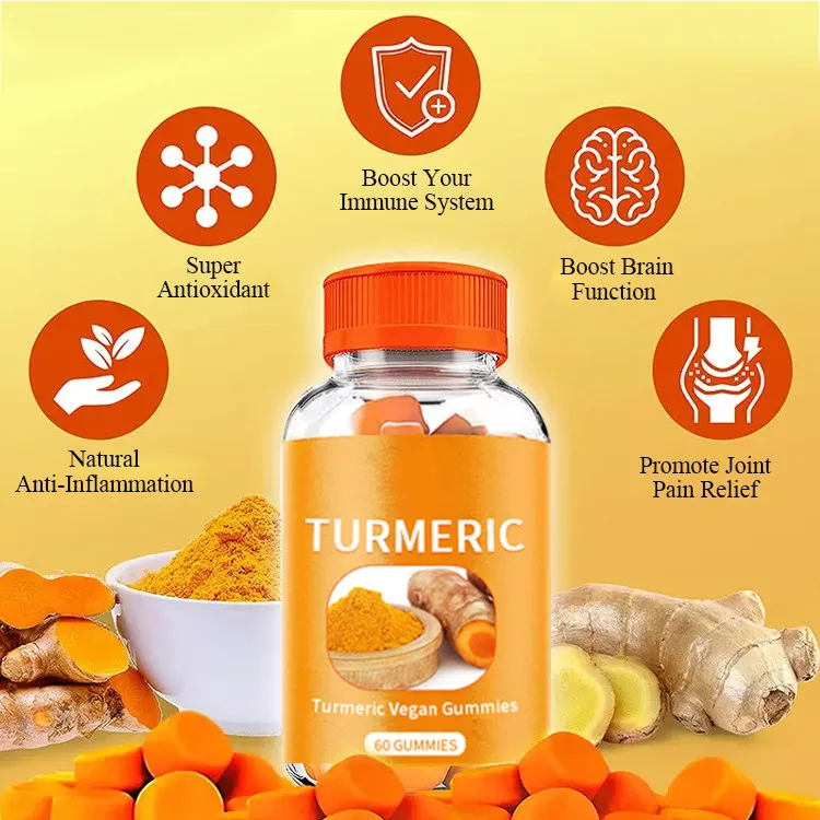 Turmeric Soft Candy Fudge Sweets Private Label Vegan Customized gummies OEM Manufacturer Turmeric gummies direct factory supplier