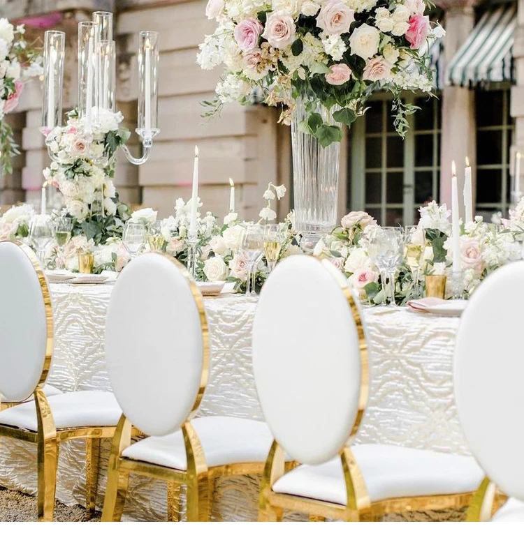 Luxury Furniture Modern Gold Stackable Stainless Steel Metal Round Back