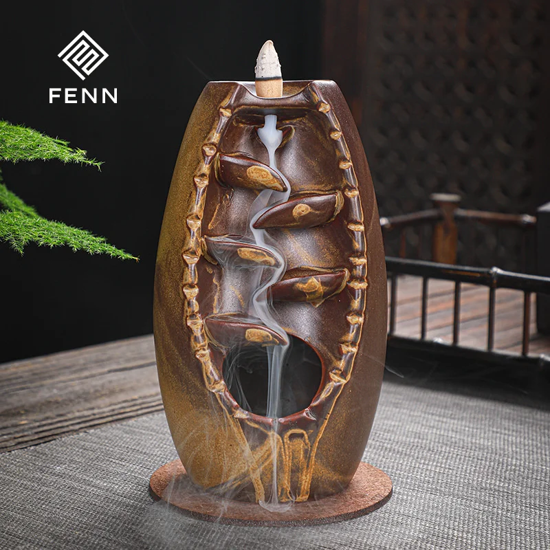 FENN Creative Design Ceramic Backflow Incense Burner Waterfall Incense Home Decoration Aroma Diffuser Ceramic Incense Burner