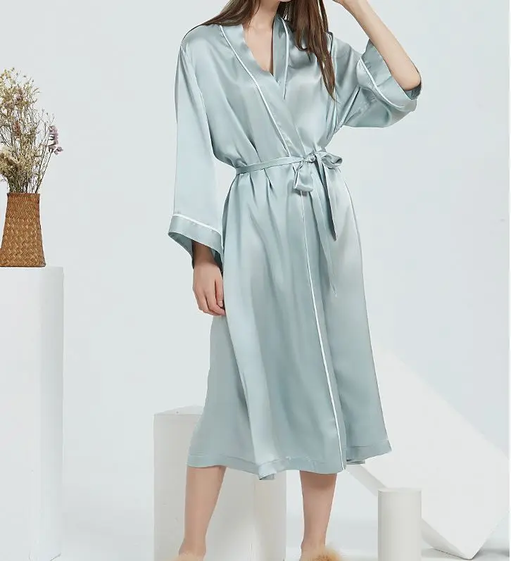 women's Luxury pure Silk satin robe