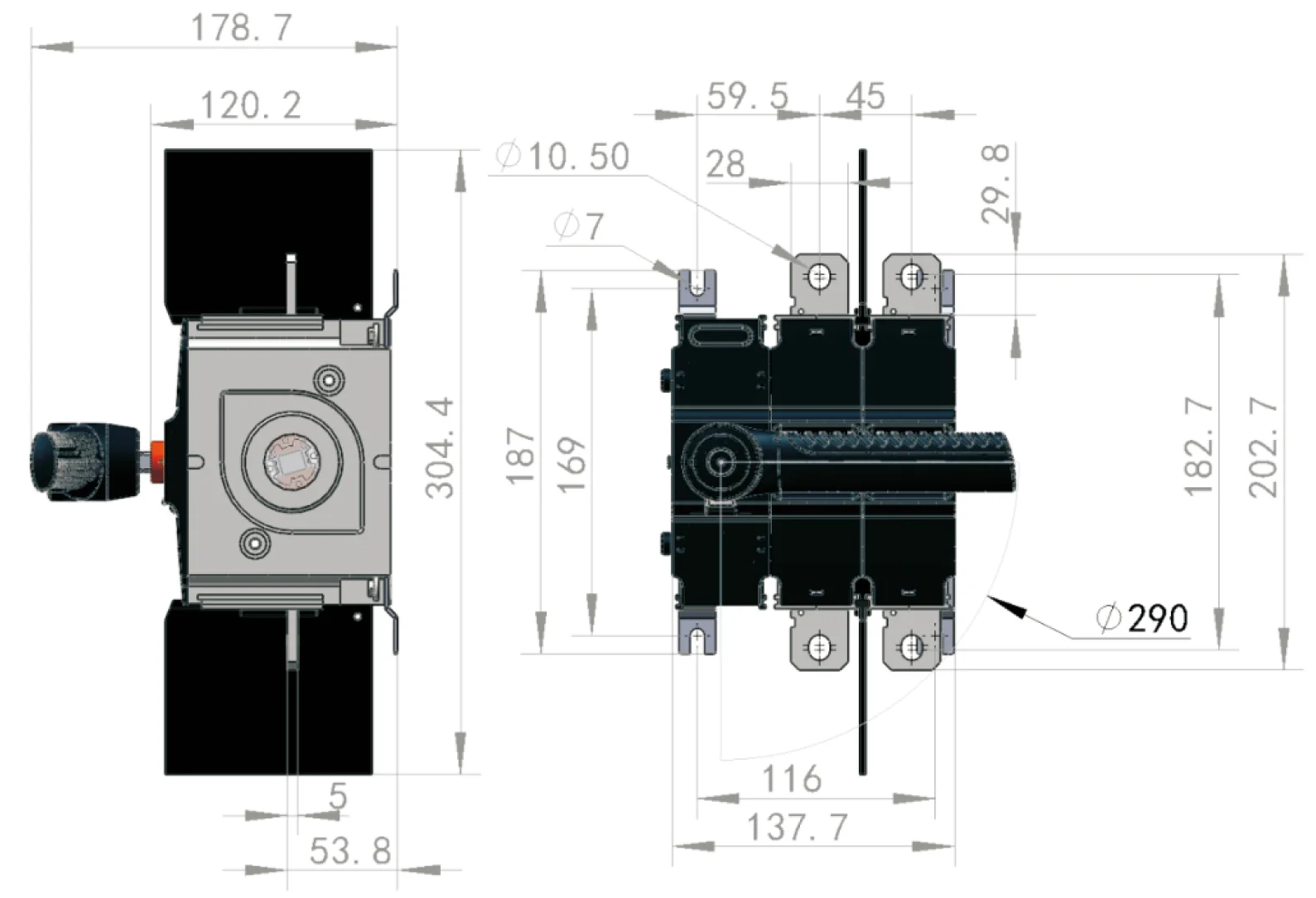 GL3-630 2P 400A 500A 630A 1000V 1500V 2 Pole DC solar Isolator switch Battery rack DC Combiner DC Disconnect Switch