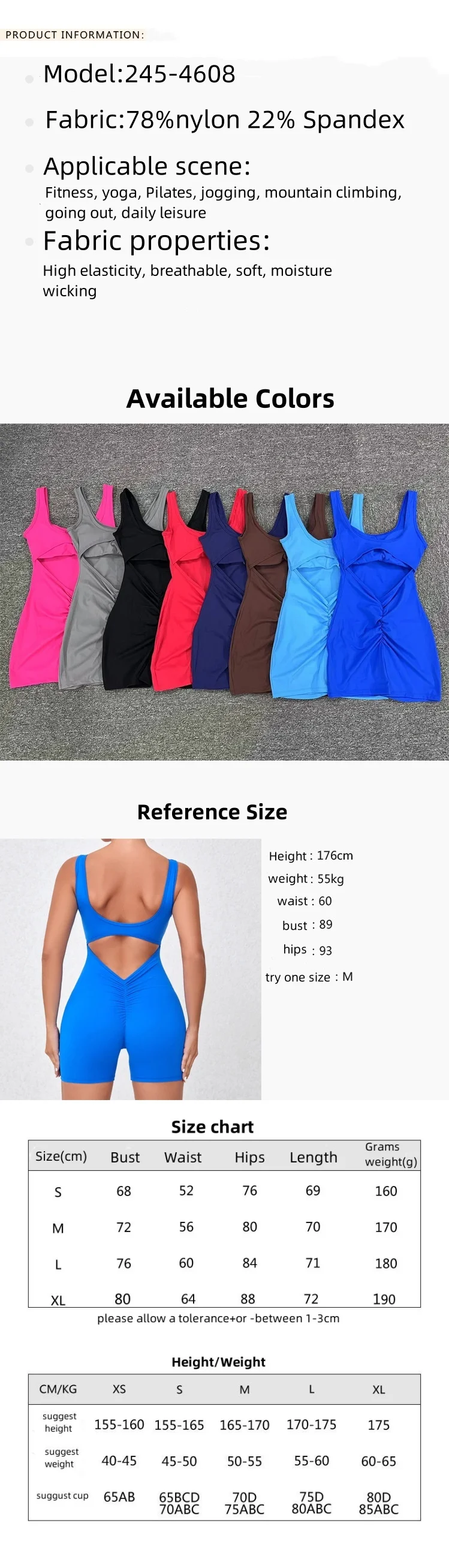 Hot Selling Scrunch Butt Shorts Backless Design Yoga Fitness Sports Wear Workout Gym Women's One Piece Yoga Jumpsuits details