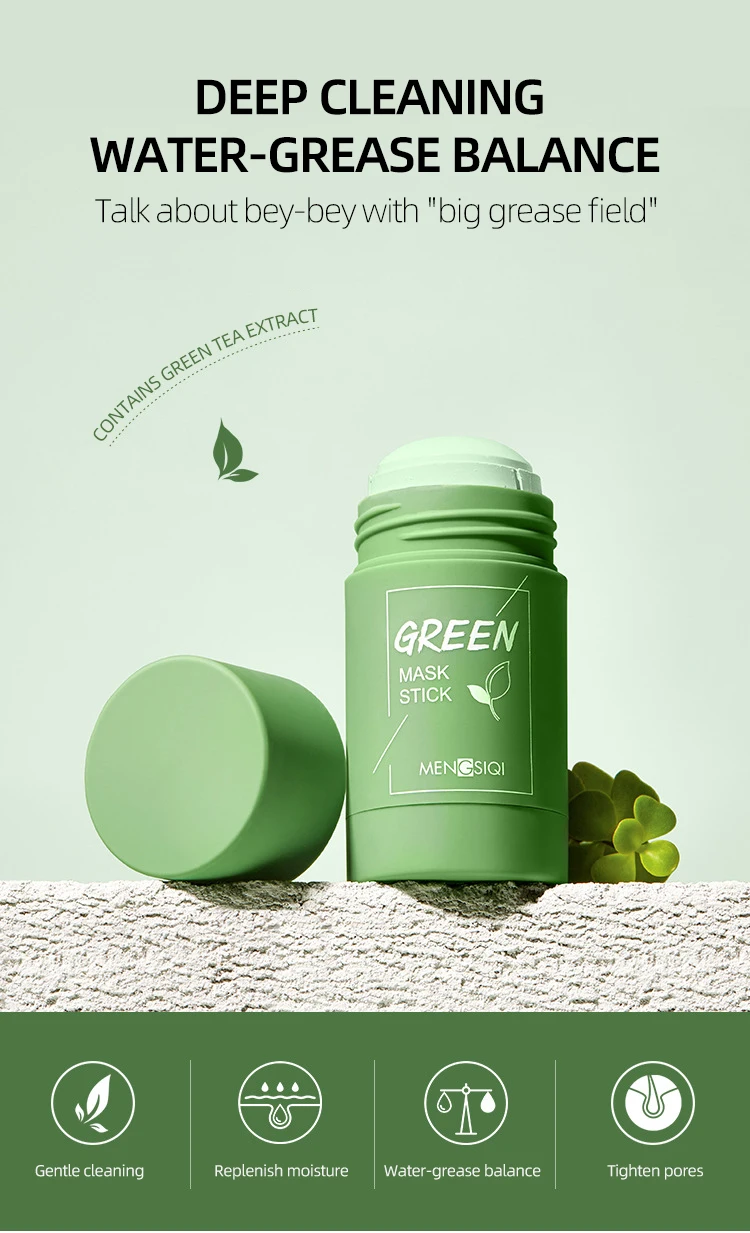 solid mask oil control pores purifying clay green mask stick