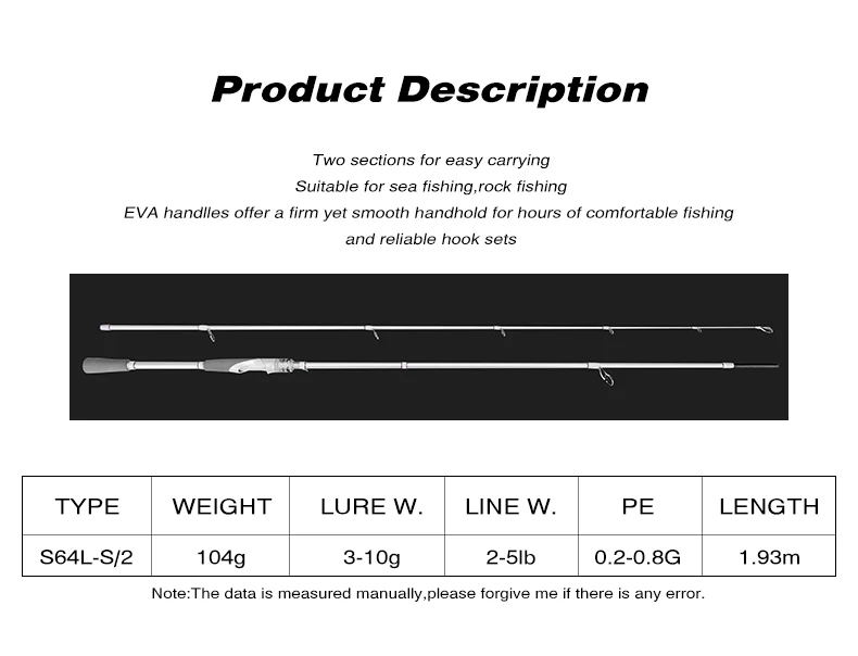 Gama New 1.93m Olta Spinning Rods Jigging Tuna Carbon Fiber Fishing Rod