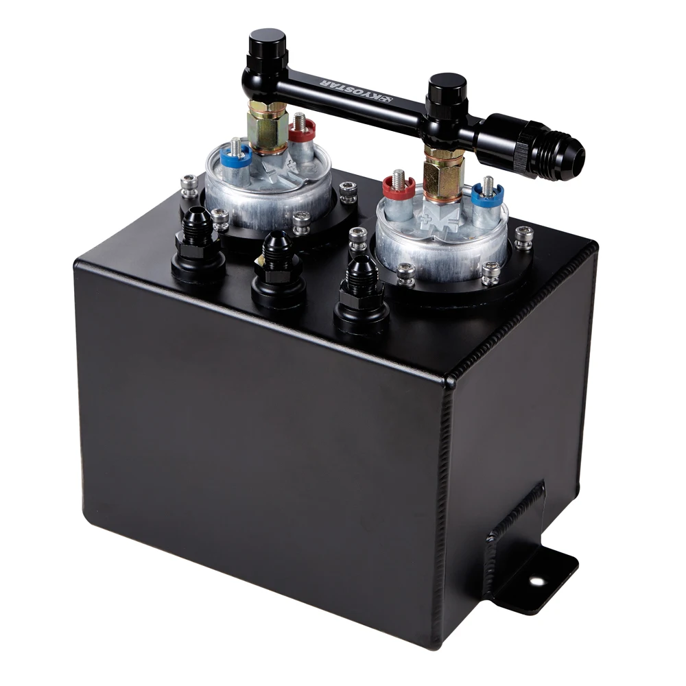044 250LPH Dual Fuel Pump Surge Tank Set With Fuel Pump Rail AN6 AN10 3L