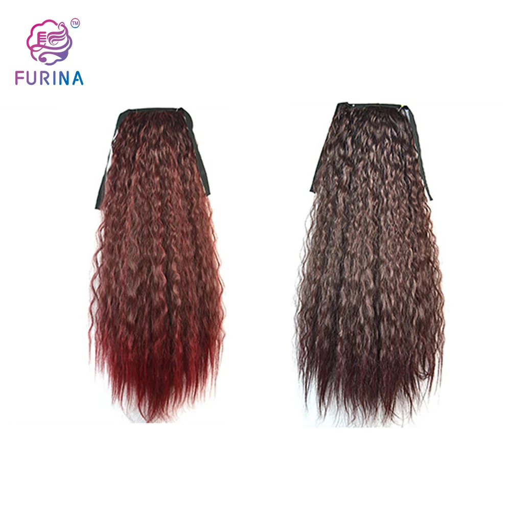 Furina Popular Afro Kinky Blue Cosplay Ponytails Long Wholesale Ponytail Synthetic Curly Hair for Women