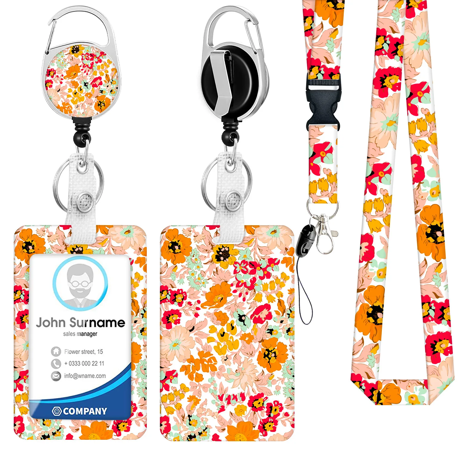 Manufacturer Customized ID Card Sleeve Hanging Rope Retractable Easy to  Pull Buckle Neck Straps Lanyard With Card Badge Holder