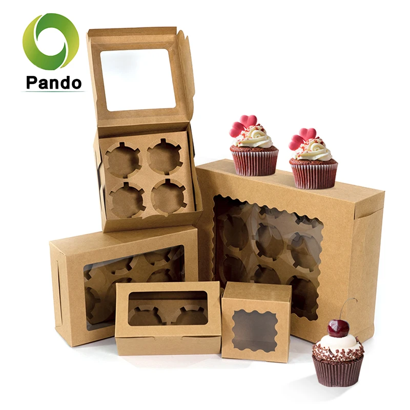 Custom Logo Printing Bakery Pastry Muffin Custom Packaging  12 hole Cupcake Box With Insert