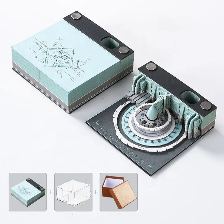 Memo Pads Dispenser Funny 3d Paper Carving Art Notepads Building Block Kawaii Sticky Notes 3d Memo Pad