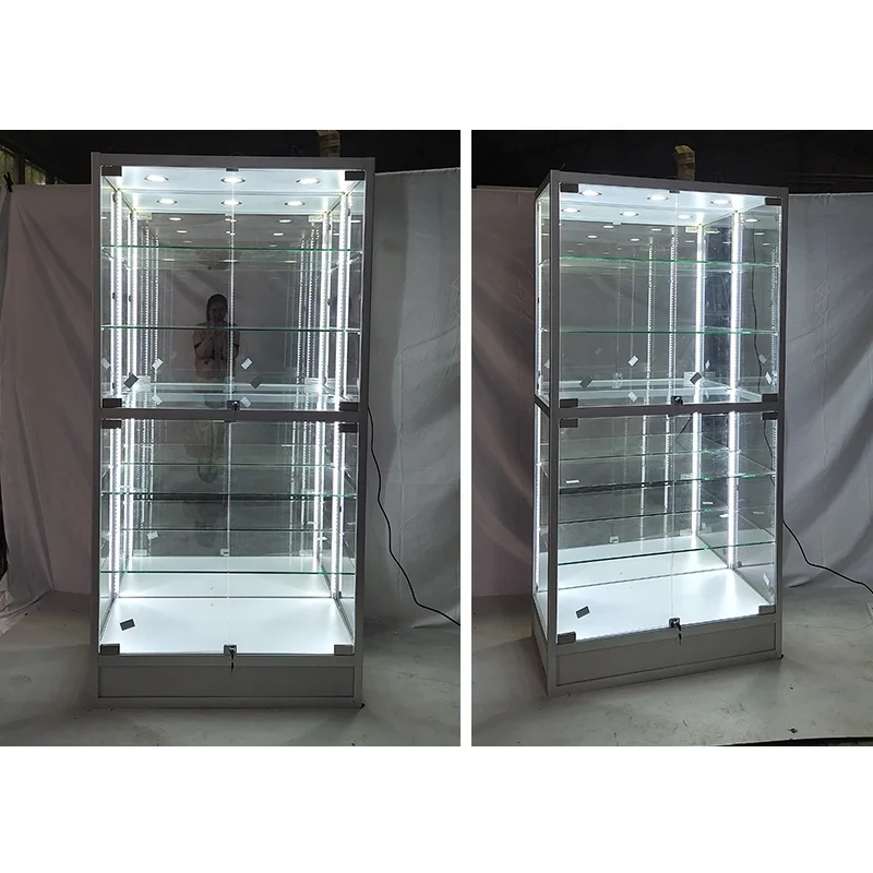 High End Retail Store Glass Led Dispensary Furniture Tobacco Smoke Shop Display Cases With Led Lights for Smoke Shop