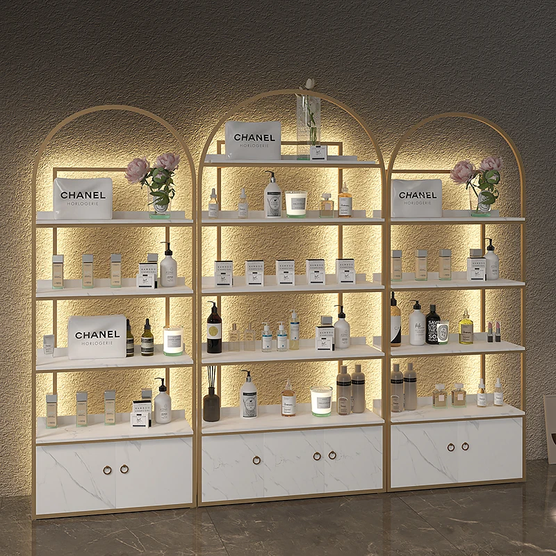 Skincare Shop Furniture Ajustable Cosmetic Store Shelf Rack Led Makeup ...