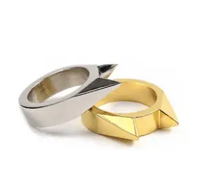 Custom Fashion  Cat Ear Shape Couple Rings 18k Gold Plated Jewelry Stainless Steel Ring