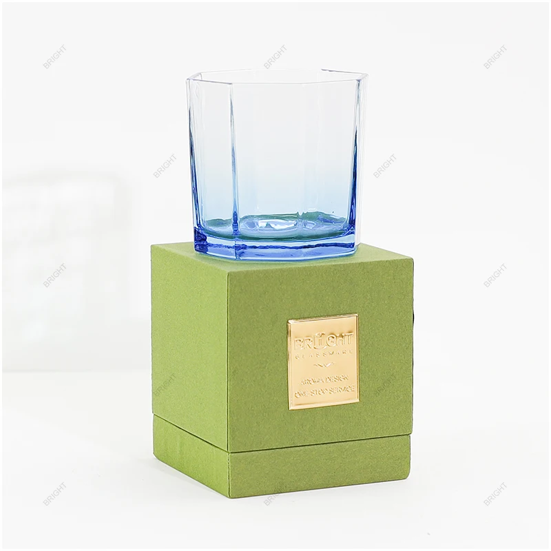 Popular Free Sample Empty Candle Container 160ml 220ml 500ml Monden Luxury Octagonal Amber Candle Jar for Home Dec