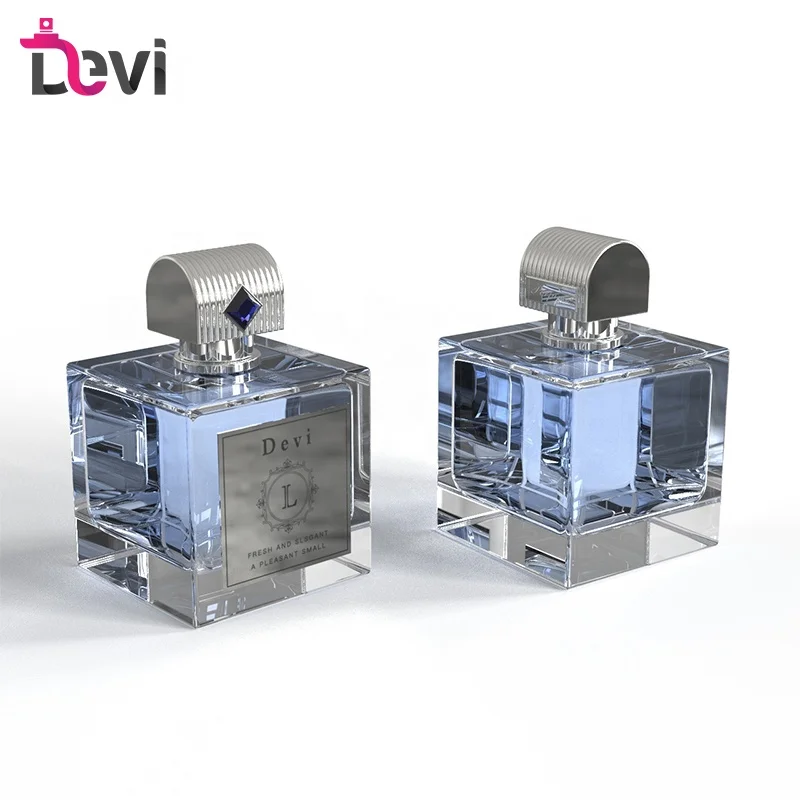 Custom Crystal Refillable Atomizer Spray Luxury Perfume Bottle 10ml 50ml 100ml Recyclable Empty Perfume Rectangular Glass Bottle