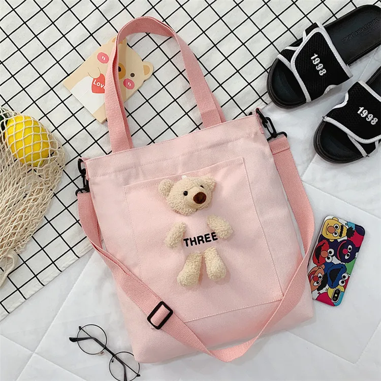 Student Large Capacity Bag Tote Bag Cute Bear Bag Female Canvas Bag Handbags  Women Bags Shoulder Bag Michael Kors Bag|Top-Handle Bags| AliExpress |  Women's Large Capacity Bag Canvas Bear 