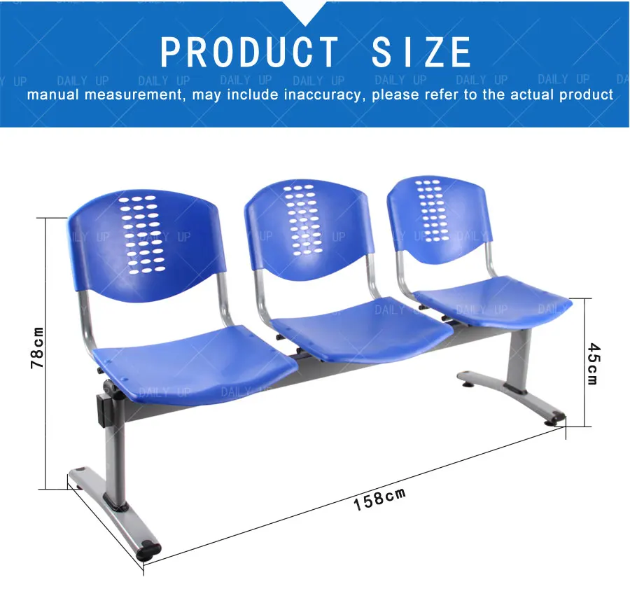 High Quality Station Waiting Bench With Metal Transom And Curved Back Durable Airport Chair Set For Public Area And Hospital