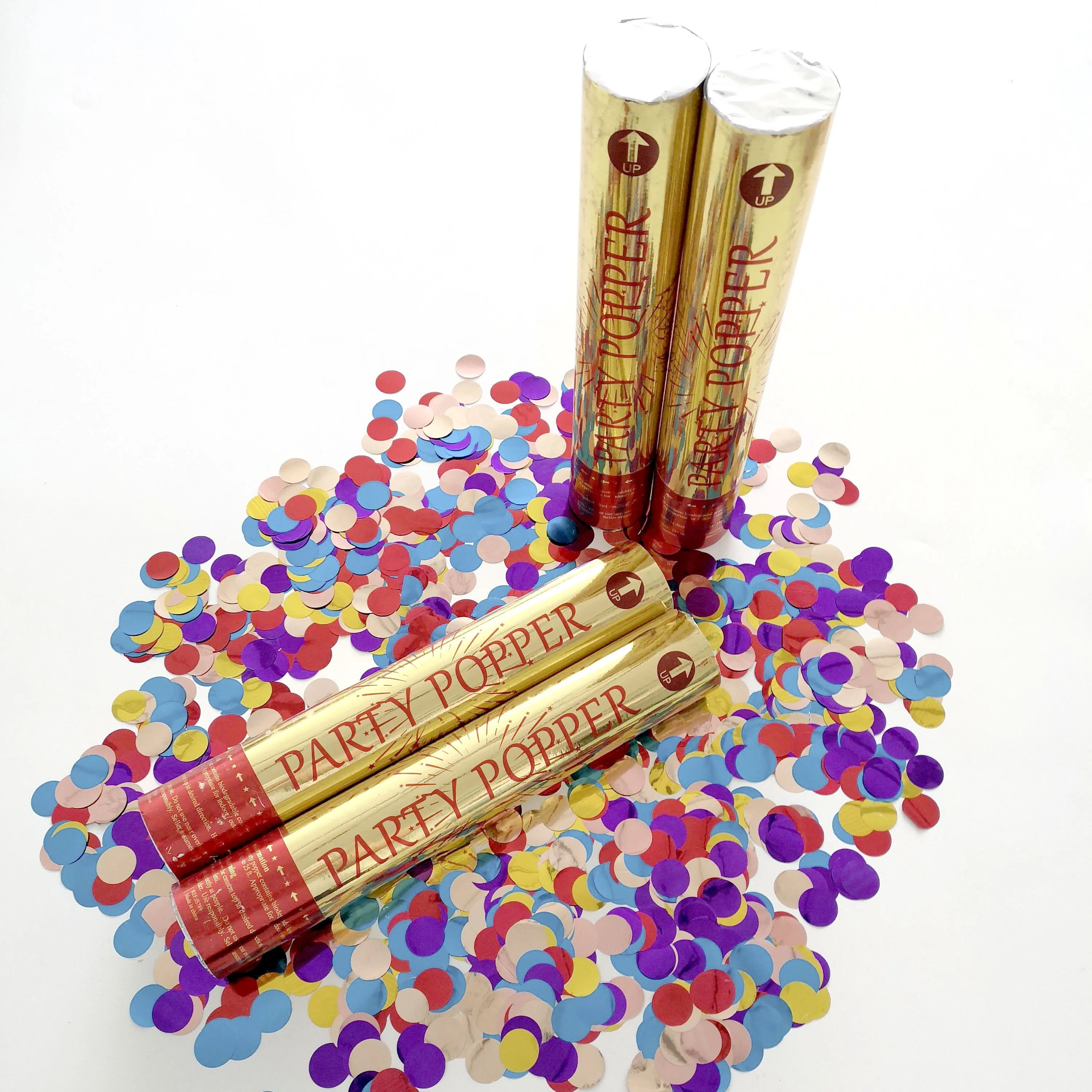 Custom High Quality Confetti Cannons Compressed Air Metallic Heart Star