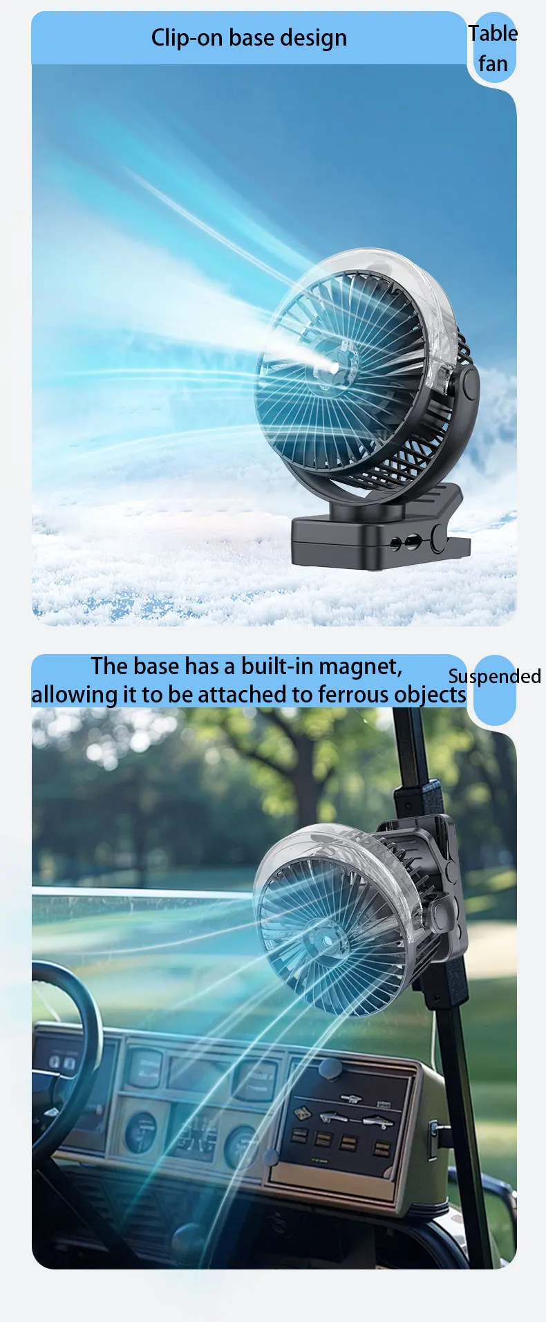 Desktop Magnetic Misting Fan, USB, 6Inch - detail 6