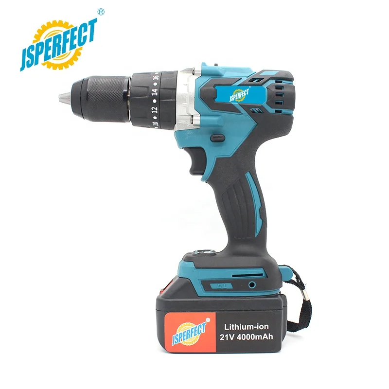 JSPERFECT Brushless Motor Rechargeable Battery 21V Impact Heavy Duty Cordless Drill