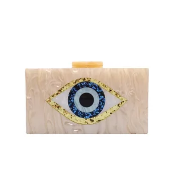 2024 Fashion Luxury Custom Wholesale Lady Dinner Party Glitter Acrylic Purse Clutch Bag Evening Bags Evil Eye Bag for Women