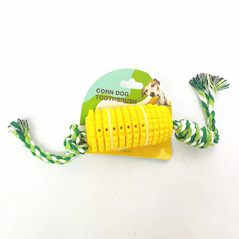 New Pet Teething Toy Tpr Corn Teething Rod Hot Selling Bite-Resistant Pet Rope Knot Toy