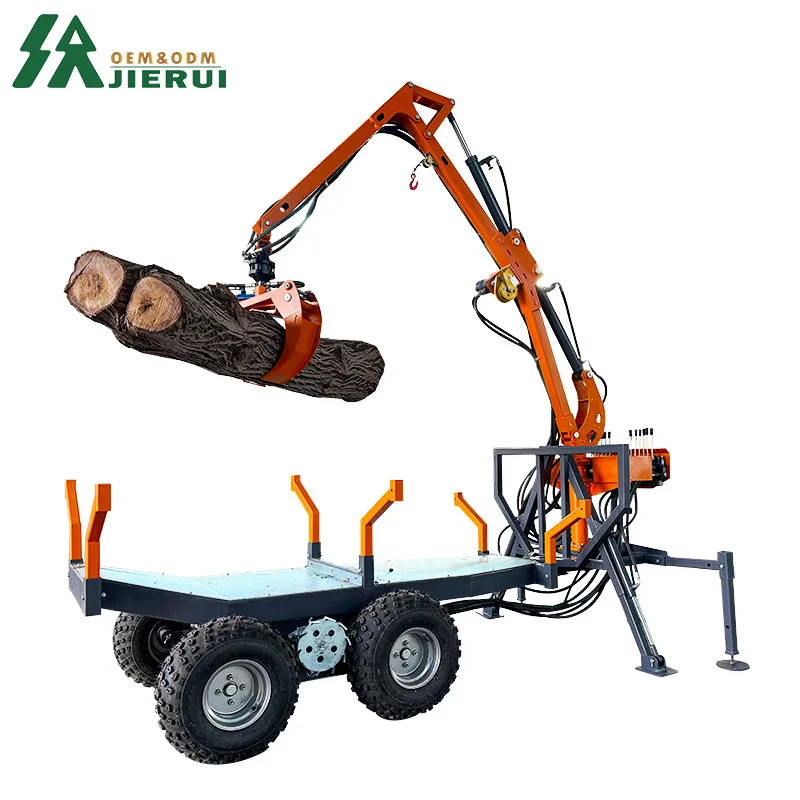 Cheapest Price ATV Log Trailer With Crane Timber Loader and Grapple for Sale Timber Trailer with Crane Timber Loader for Sale