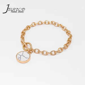 Fashion Jewelry New Design Women Thin Bracelet Gold Plated White Jade Pendant Heart Charm Bangle