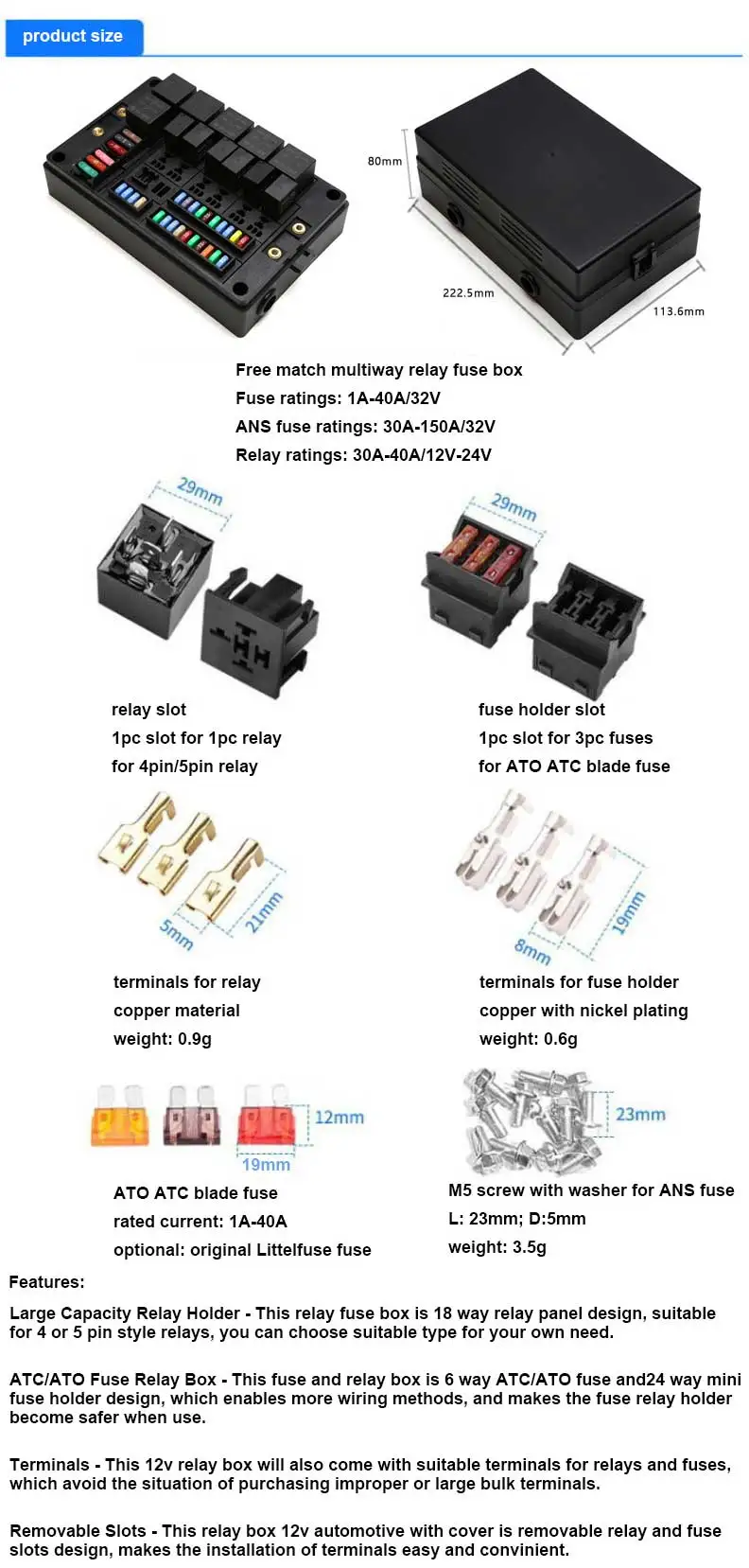 Multiway Standard Blade Relay and Fuse Socket Modular Fuse and Relay ...