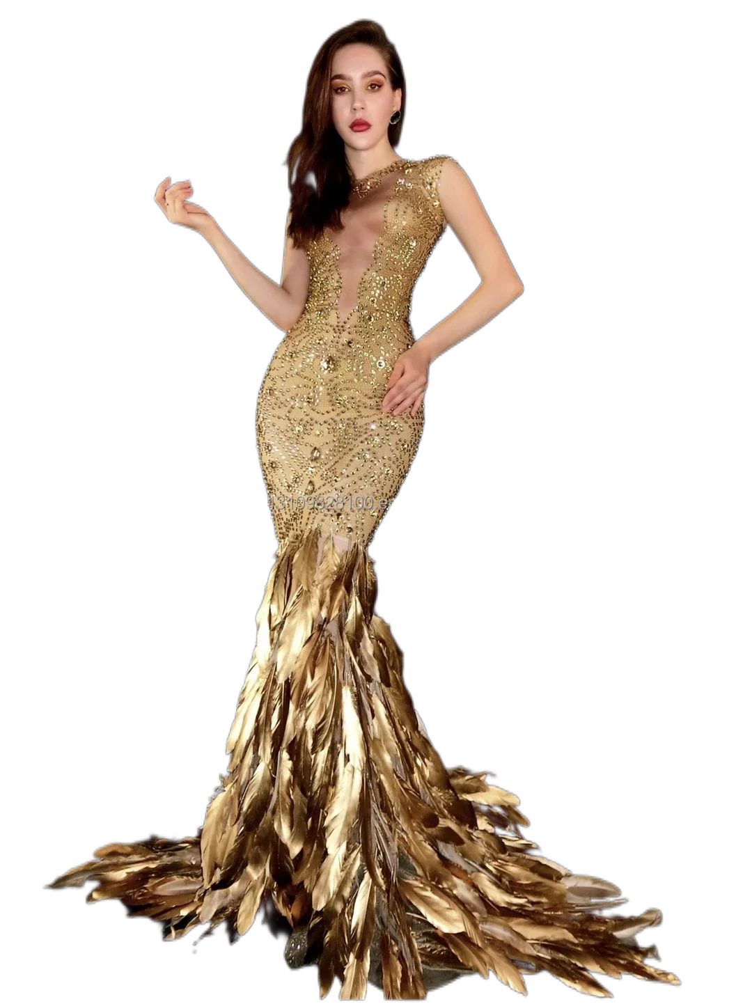 brown maxi dresses formal self-portrait - Brown Rhinestone Mesh Maxi Dress