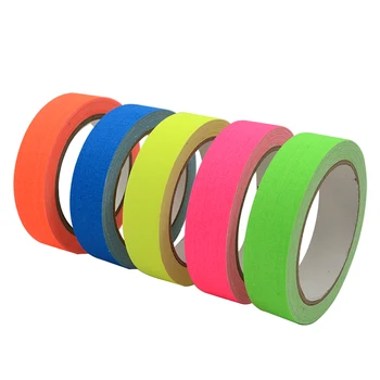 Professional grade decorative cotton cloth colorful waterproof neon fluorescent spike gaffer tape 1/2in for stage