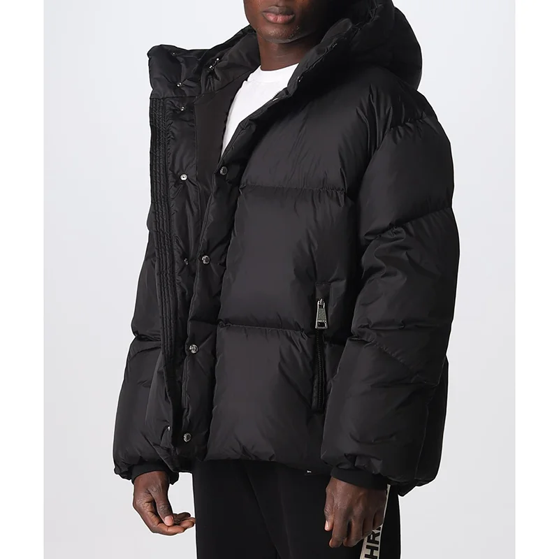 Winter Custom logo High Quality Heavyweight Puffer Coat Stand Collar Zip up Quilted Men Down Jacket