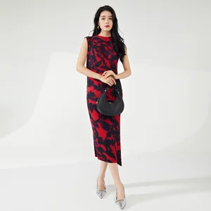 Summer Casual Women's Dress Fashionable Fish Scale Pattern Woven Fabric With Elastic and Breathable Features