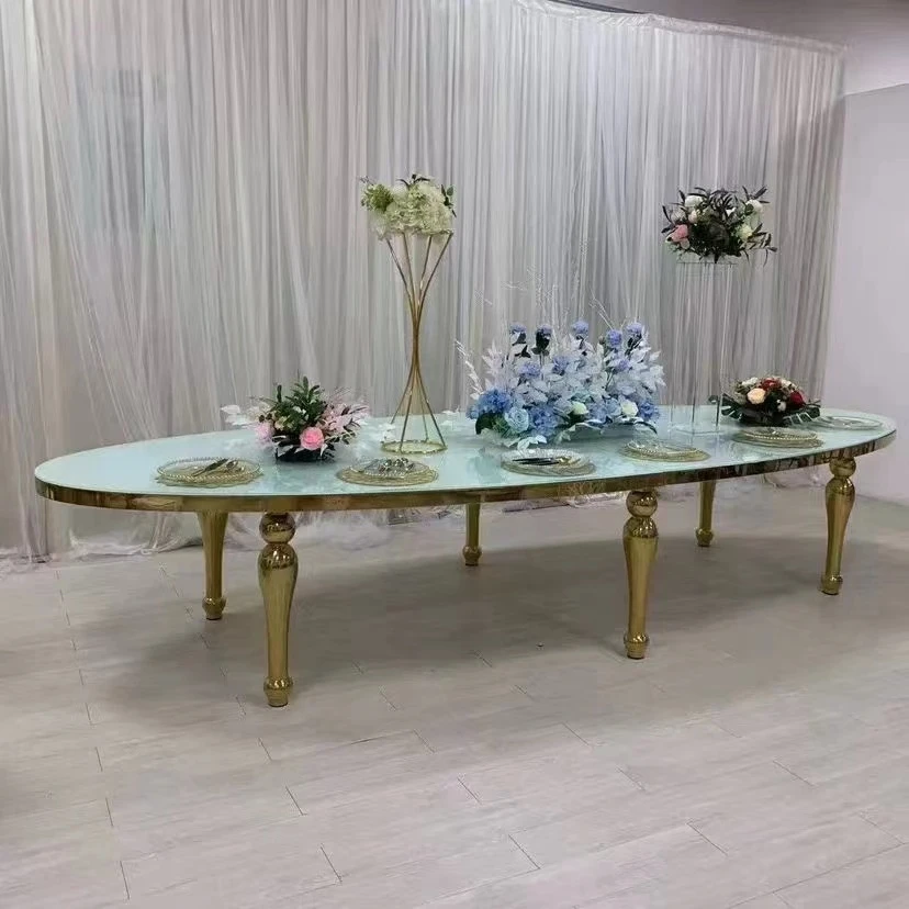 Wedding Event Dining Table Hotel Furniture Stainless Steel Metal Base Round Tables Latest 7401