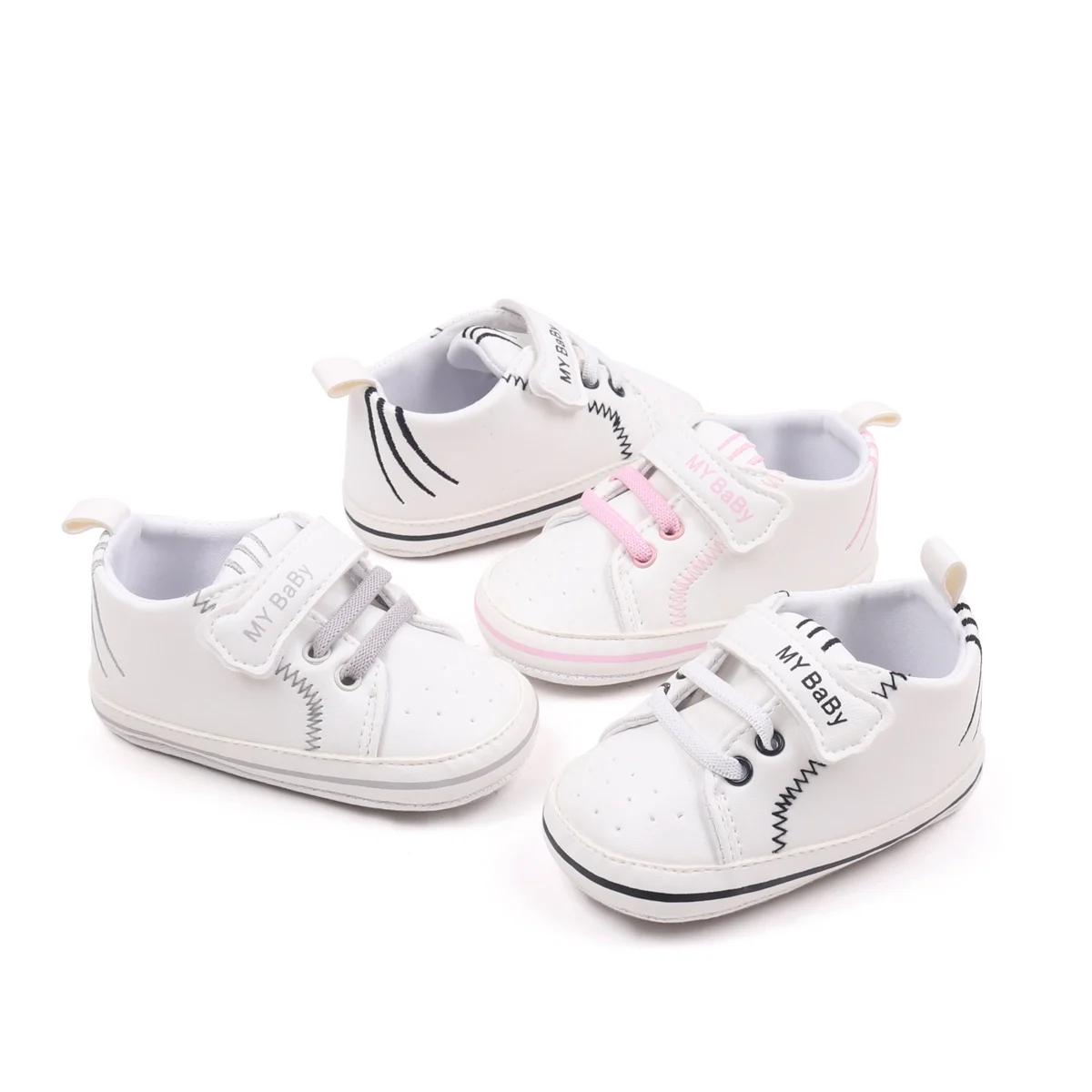 Classic Cute Adorable Dainty White Cozy Baby Casual Walking Shoes for 0-15 Months Active Boys and Girls