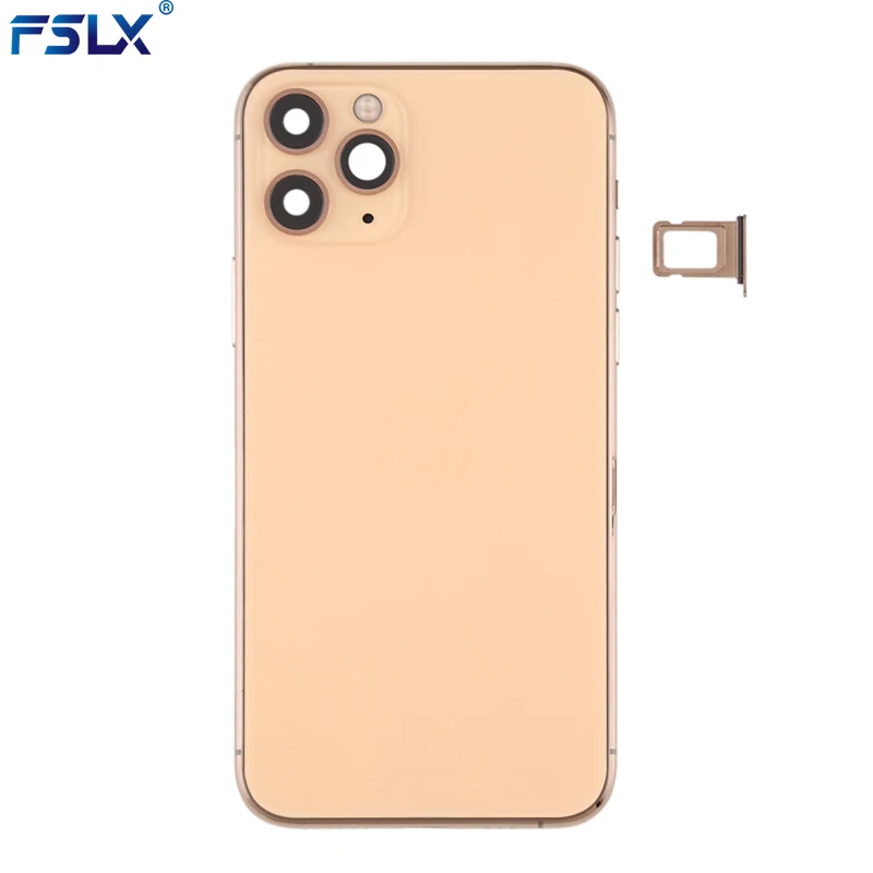 For Iphone 11 Pro Battery Back Cover Middle Chassis Frame With Sim Tray And  Side Key Parts Housing Case No Flex Cable Gold Color - Buy For Iphone 11  Pro Battery Back