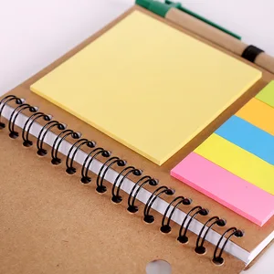 Personalized Memo Sticky Notes Flag Kraft Paper Notebook Mini Small Notebook Custom Notepads with Pen and Sticky Notes
