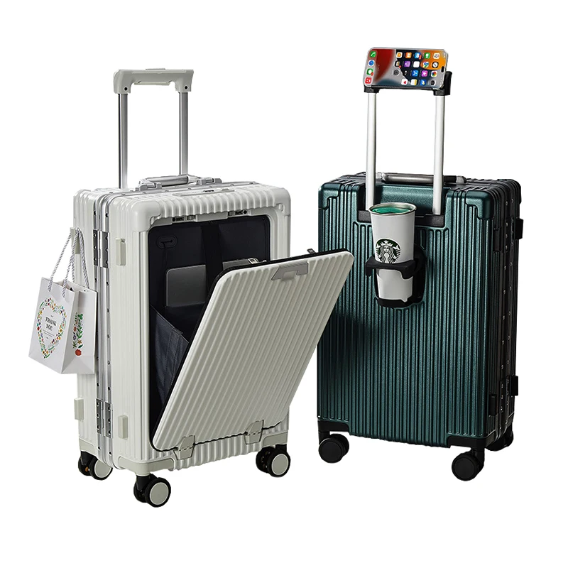 Custom Cabin Luggage Travel Luggage With Usb Charger And Cup Holder