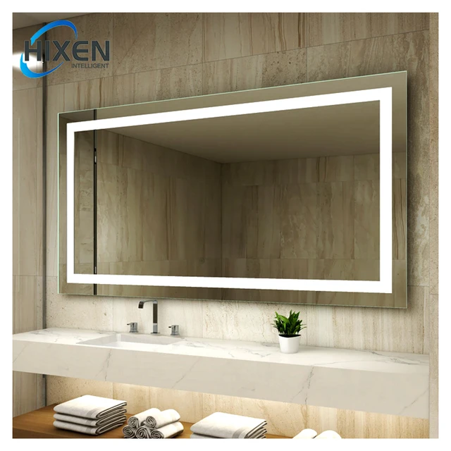 HIXEN rectangle frameless touch screen bathroom adjustable 3000K-6000K smart led mirror