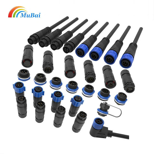 M12 M15 M16 M18 M19 M25 2 3 4 5 6 8 9Pin 3+5Pin IP67 Male Female Push Pull auto lock Waterproof Connectors For Outdoor Lighting