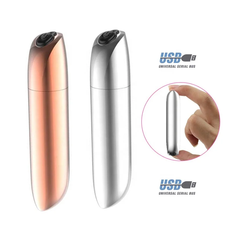 Gold Silver Power 10 Speed Rechargeable Vibrating Bullets Waterproof Bullet  Vibrator Sex Toys for Woman