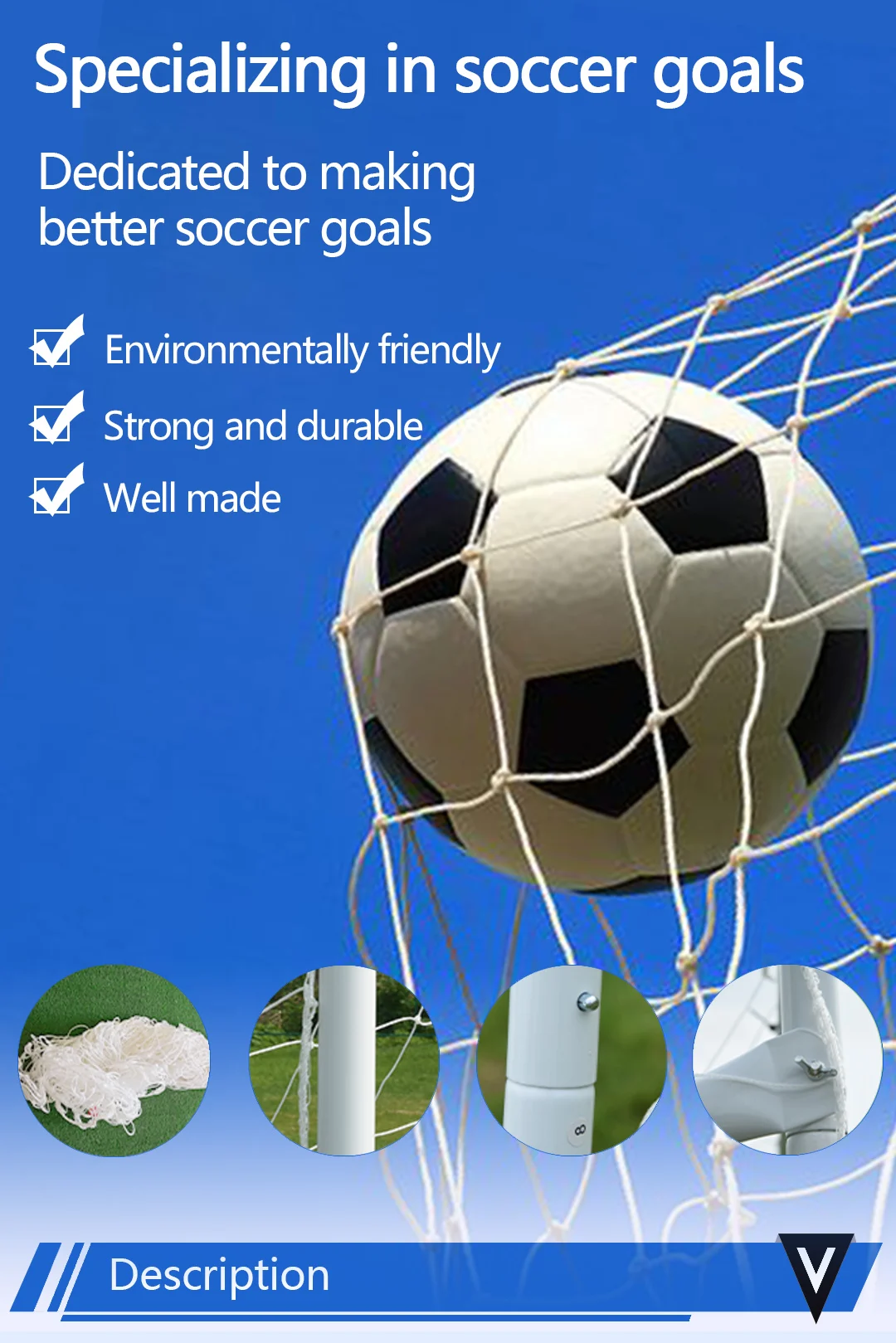 5 Players Iron/steel/aluminum Alloy/stainless Steel Movable Detachable Football Goal Soccer Goal