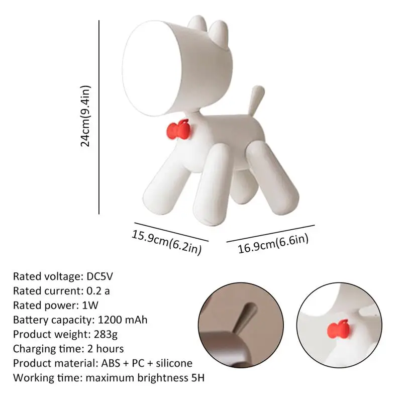 Novelty Table Lamps Restaurant Warm White Relax Atmosphere Usb Dog Rechargeable Desk Reading Lights