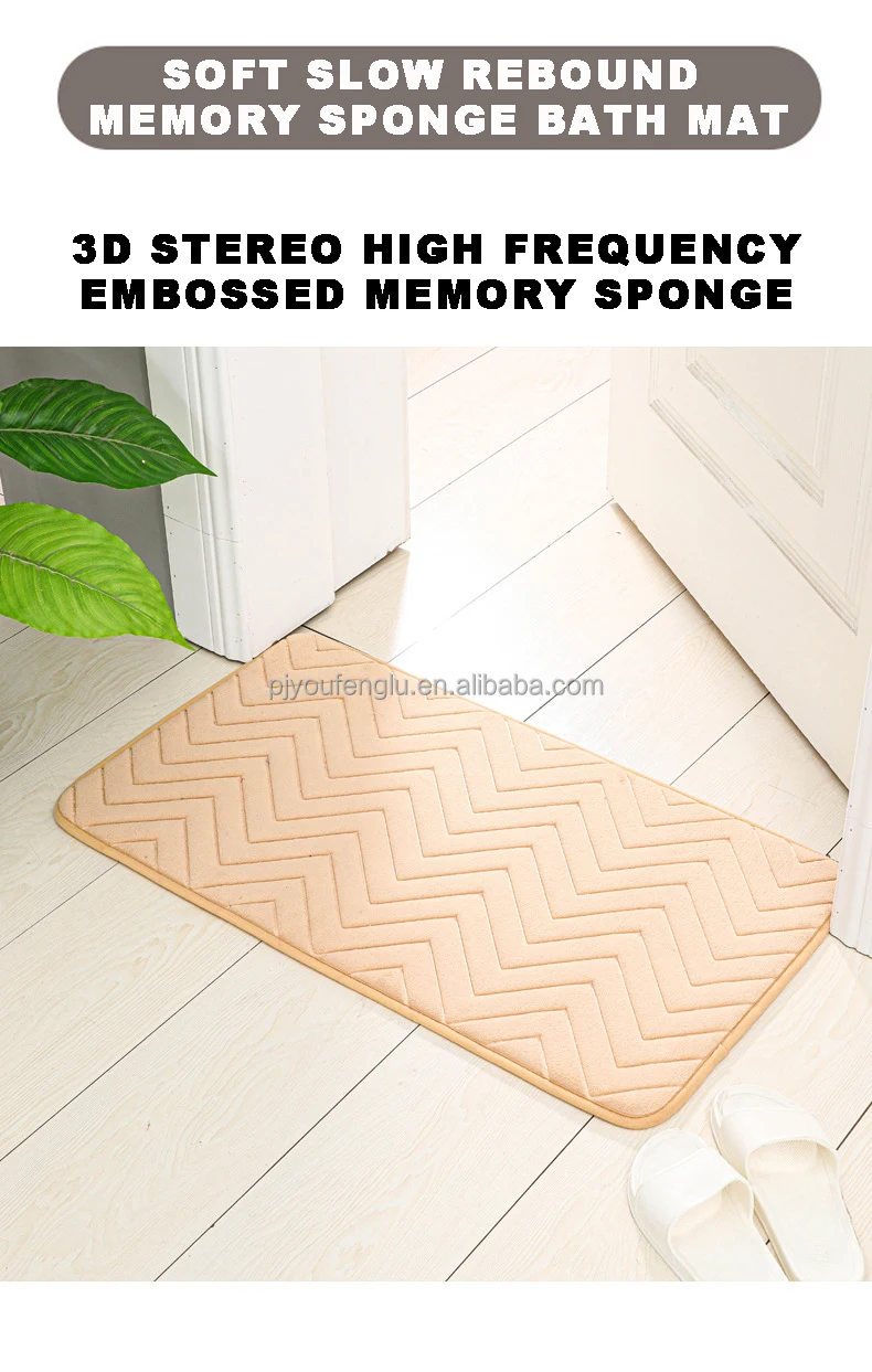 High frequency 3D Manufacturers coral velvet bath rug nonslip carpet Memory sponge bathroom waterproof SBR bottom absorbent mat supplier