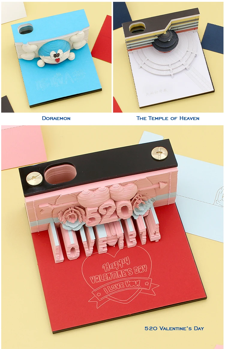 Unique 3d Paper Carved Calendar 3d Memo Pad Paper 3d Art Calendar Memo ...