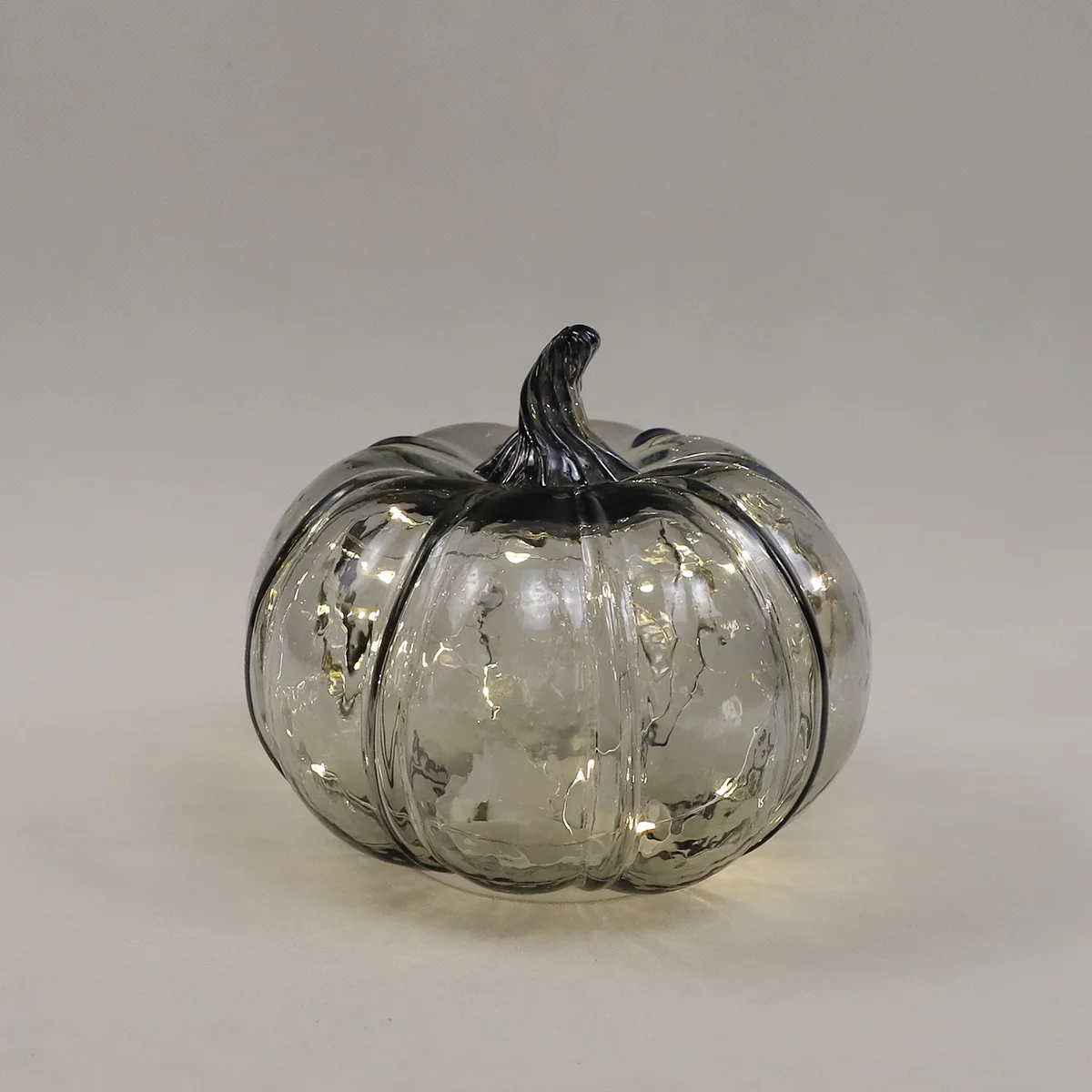 Simplicity Clear Glass Grey Transparent Hollow Imitation Pumpkin Model Battery Operated Glowing Home Thanksgiving Outdoor Garden factory