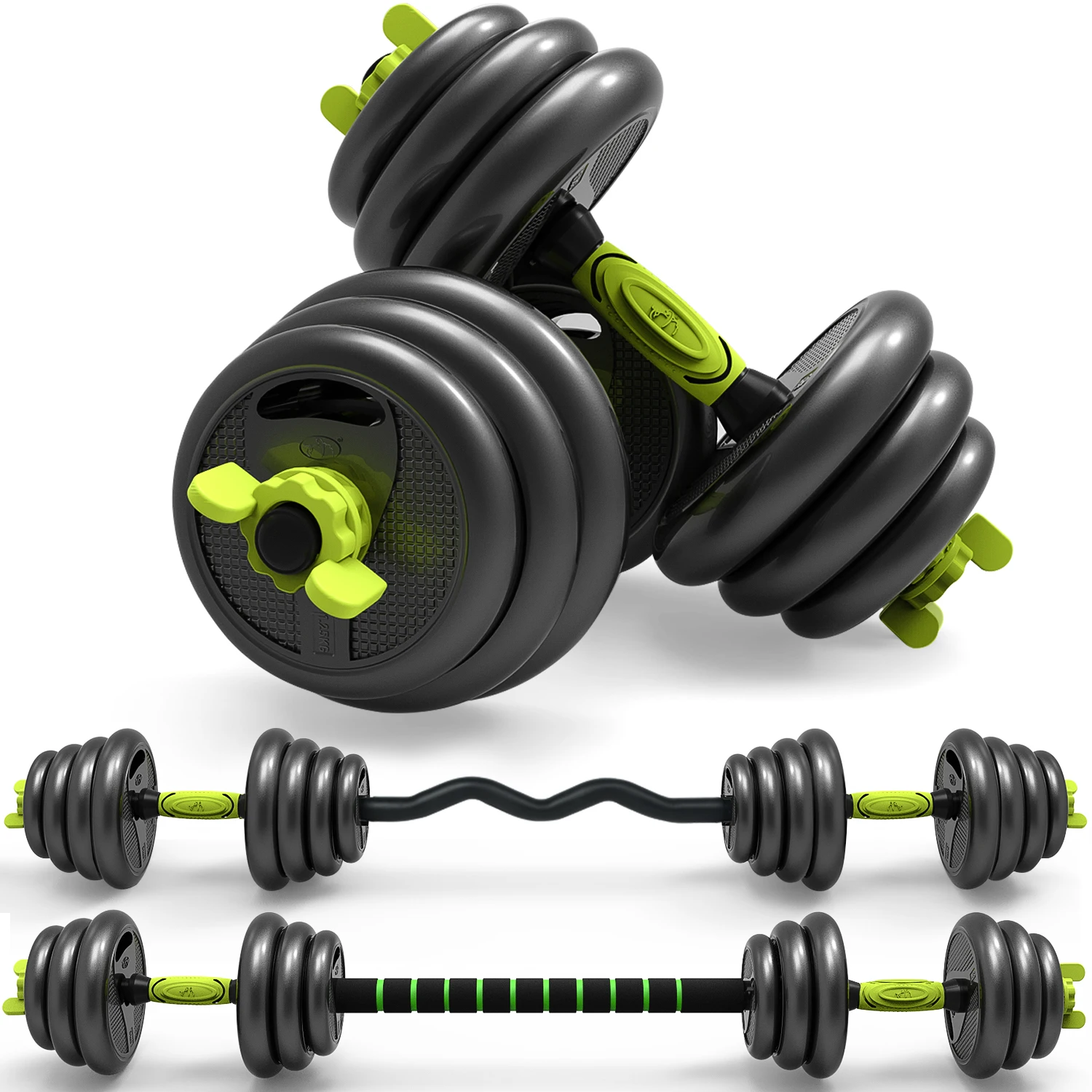 Cross Fit Rubber Coated Adjustable Gym Equipment Cement Barbell and 30kg  Dumbbell Set Logo