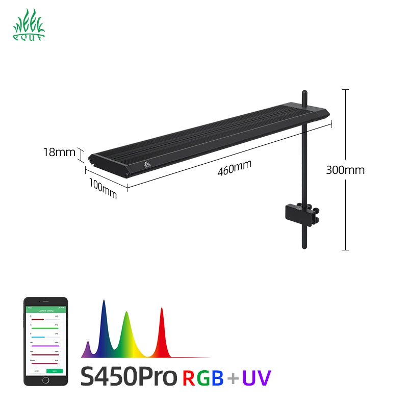 WEEK AQUA S450pro Smart LED Aquarium Lights - RGB Full Spectrum