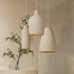 JACKSUN Retro Nordic Wabi Sabi Pendant Light High Density Polystyrene E27 Socket Hanging Light Adjustable Height for Restaurant